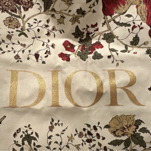 🐅 DIOR TIGER FLORAL FLOWER LILY TOTE SHOULDER BAG LARGE COTTON GOLD LETTERING - Picture 2 of 6